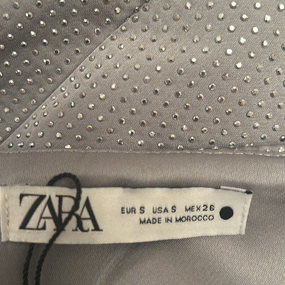 ZARA grey/silver rhinestone pencil skirt size small - Picture 13 of 14